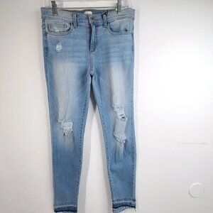 NWT Sneakpeek Distressed Midrise Raw Hem Skinny Jeans